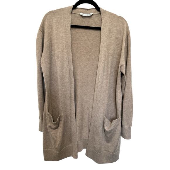 CASHMERE Blend Cardigan Long Sleeve Tan Size M Lightweight Soft Beige - Picture 5 of 6